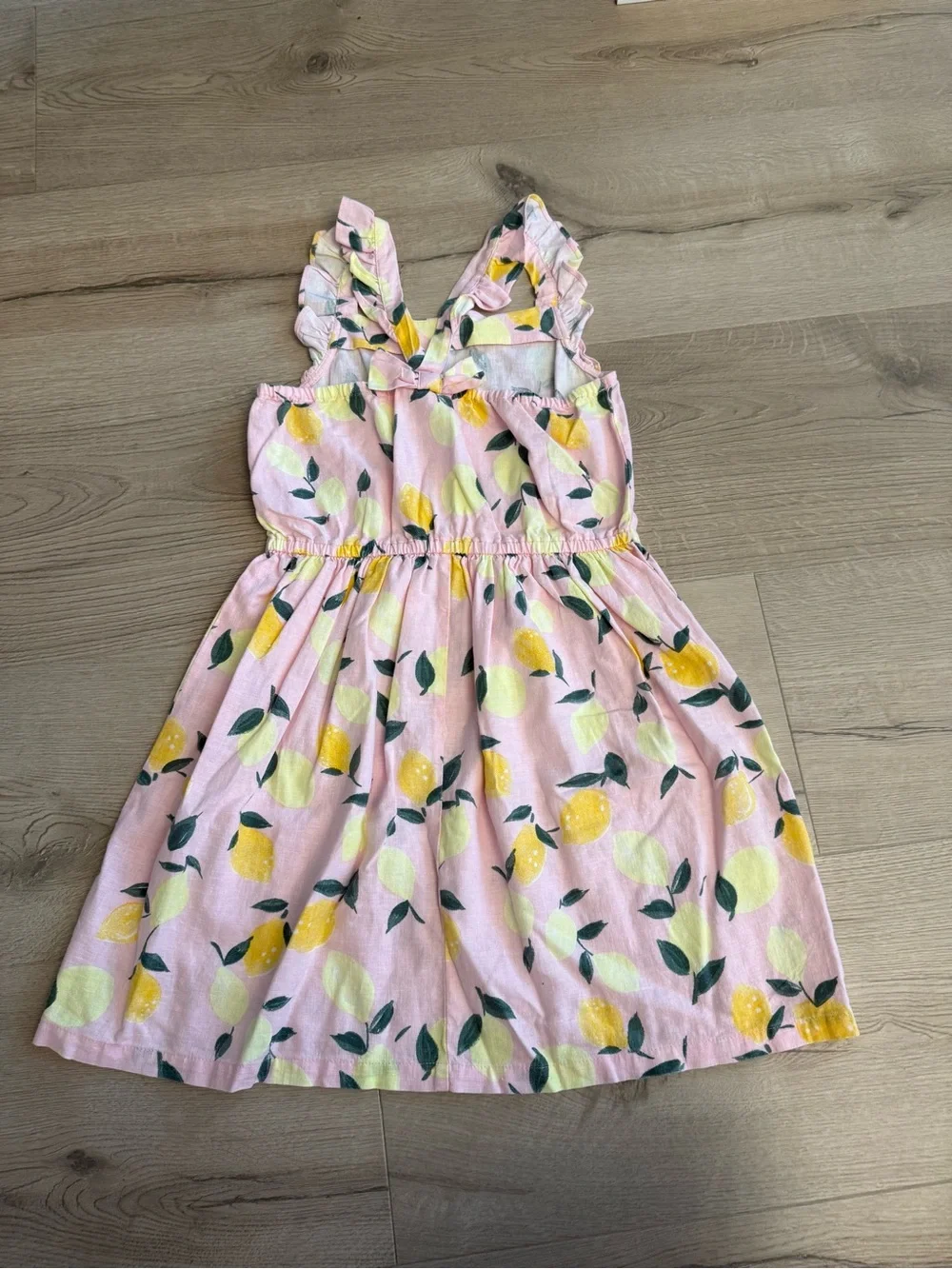 Carter's Pink Lemon Print Ruffle-Shoulder Dress